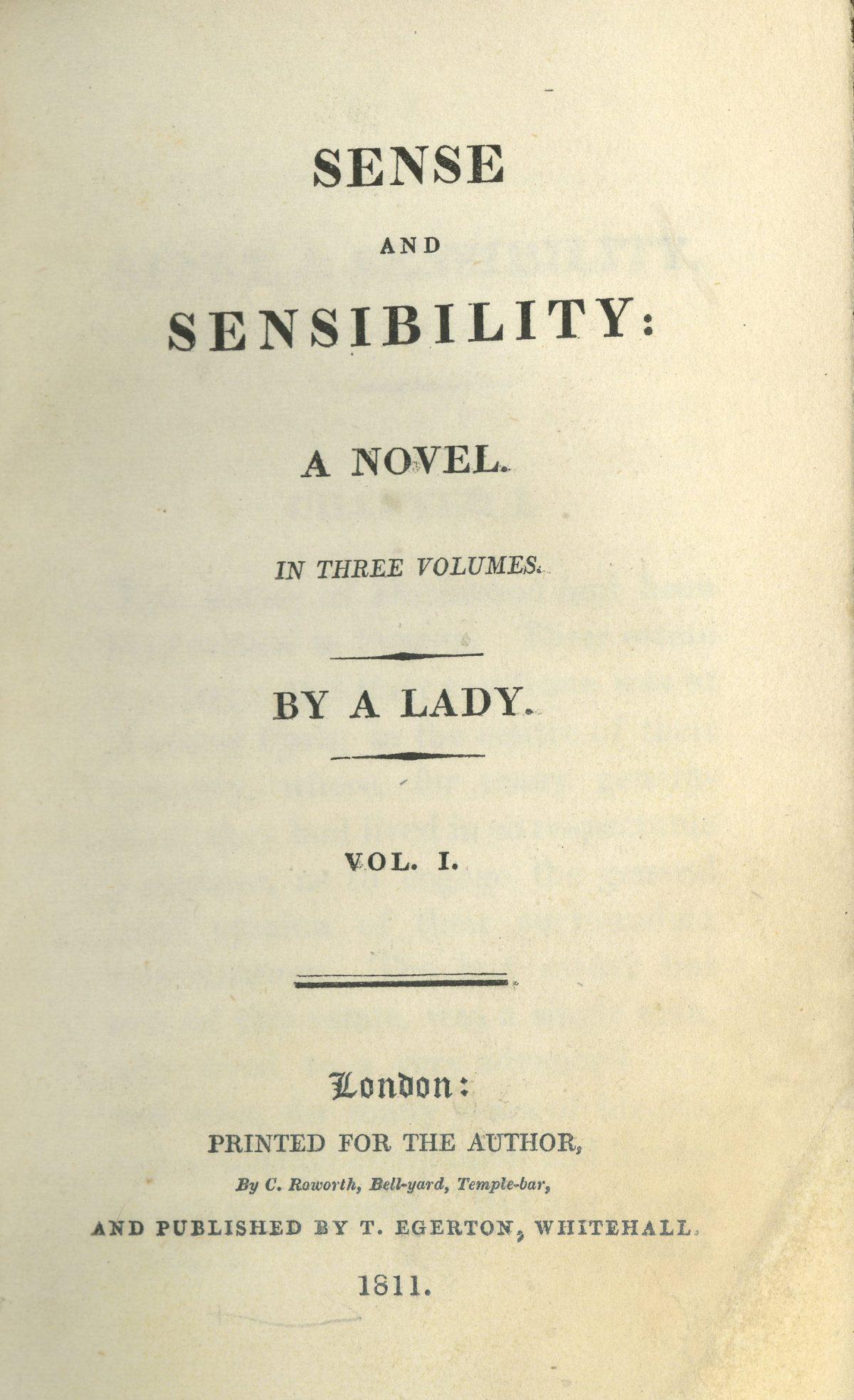The title page from the first edition of Jane Austen's "Sense and Sensibility," 1811. Lilly Library, Indiana University. (Public Domain)
