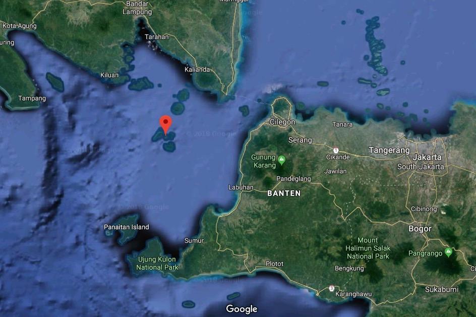 Anak Krakatau in the Sunda Strait, Indonesia. (Screenshot/Google Maps)