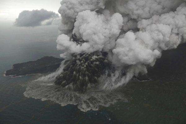 Mount Anak Krakatau erupts on Java Strait, Indonesia on Dec. 23, 2018. (Nurul Hidayat/Bisnis Indonesia via AP)