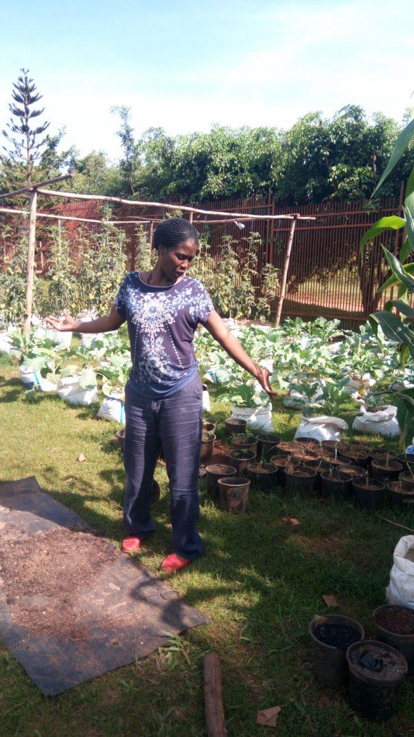 Dr.Emma Naluyima showing around baby class garden in Bwerenga village, Entebbe, Uganda, on Dec. 4, 2018. (Wesley Langat/Special to The Epoch Times)