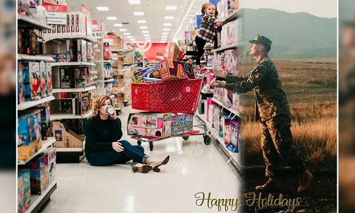 Military wife cleverly includes deployed hubby in sweet Christmas card to spread holiday cheer