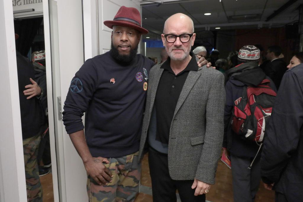 Talib Kweli and Michael Stipe are seen backstage during Pathway To Paris Concert For Climate Action at Carnegie Hall in New York City on Nov. 5, 2017. (Cindy OrdGetty Images for UNDP )