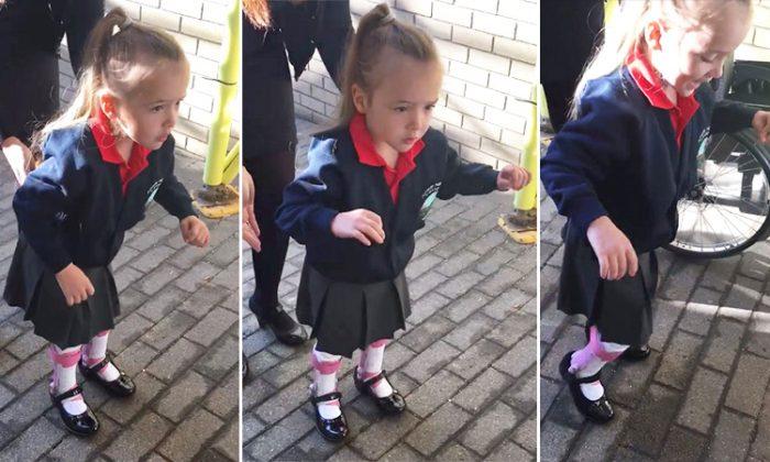 4-year-old with cerebral palsy takes first steps unaided on 1st day of school