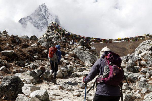 Trekkers make their way towards Everest Base Camp, near Thuglha Pass, Nepal, on Oct. 23, 2015. (AP Photo/Tashi Sherpa)
