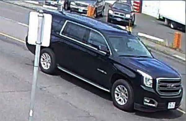 The U.S. Marshals Service says this black GMC Yukon XL picked up Abdulrahman Noorah at his home on June 10, 2017, and drove him to a sand-and-gravel plant where he removed his tracking bracelet. (U.S. Marshals Service)