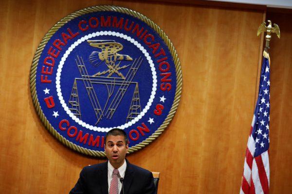 Chairman Ajit Pai speaks ahead of the vote on the repeal of so called net neutrality rules at the Federal Communications Commission in Washington, on Dec. 14, 2017. (Aaron P. Bernstein/Reuters)