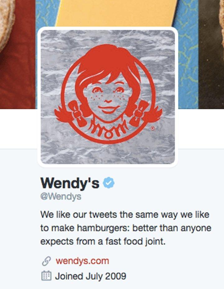 A screenshot shows the Wendy's logo (Twitter)