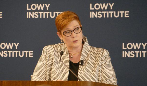 Australian foreign affairs minister Marise Payne speaks at the Lowy Institute in Sydney, Australia, on Nov. 30, 2018. (Nina Yan/The Epoch Times)