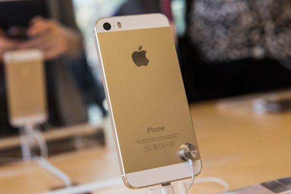 The gold version of the iPhone 5S is displayed at an Apple store in New York City on Sept. 20, 2013. (Andrew Burton/Getty Images)
