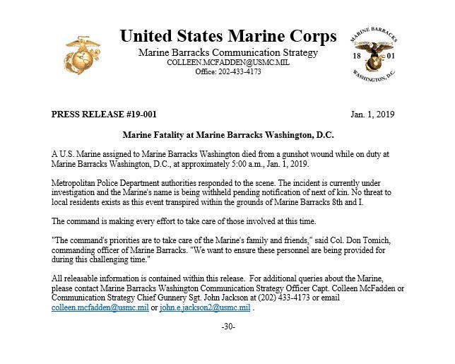 The Marine’s name has not yet been released pending the notification of family. (Marines Website)