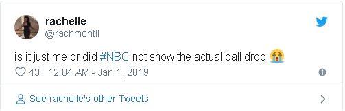 Another user wasn't pleased with NBC's coverage of New Year's 2019. (Twitter)