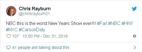 One user wasn't pleased with NBC's coverage of New Year's 2019. (Twitter)
