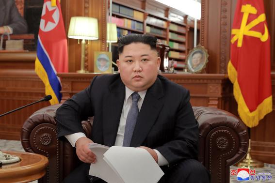 North Korean Leader Kim Jong Un delivers New Year's speech on national TV on Jan. 1, 2019. (naenara.com.kp)