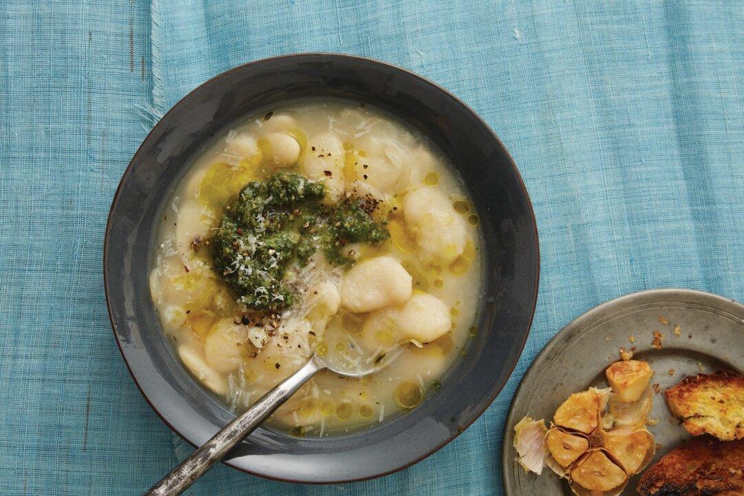 Brothy Beans With Roasted Garlic and Parmesan Rind