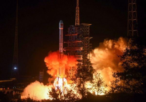 A Long March 3B rocket lifts off from the Xichang launch center in Xichang in China's southwestern Sichuan province on Dec. 8, 2018. (STR/AFP/Getty Images)
