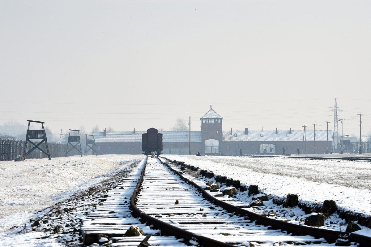 View of the railway tracks at the former Nazi concentration camp Auschwitz-Birkenau in Oswiecim, Poland, on Holocaust Day, on Jan. 27, 2014. (Janek Skarzynski/AFP/Getty Images)