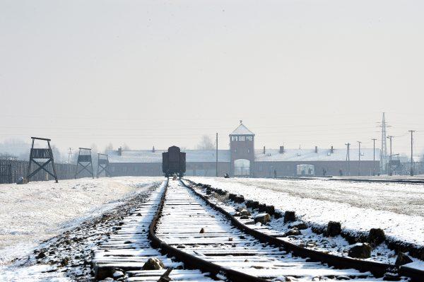View of the railway tracks at the former Nazi concentration camp Auschwitz-Birkenau in Oswiecim, Poland, on Holocaust Day, Jan. 27, 2014. (Janek Skarzynski/AFP/Getty Images)
