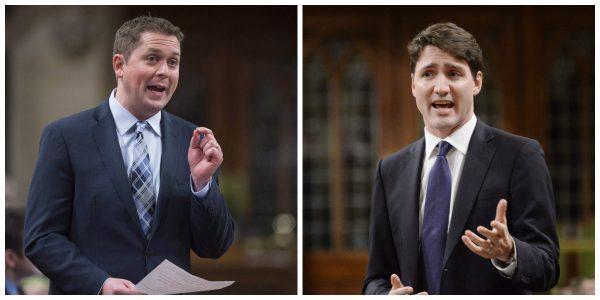 Leader of the Opposition Andrew Scheer (L) and Prime Minister Justin Trudeau. (The Canadian Press/Adrian Wyld)