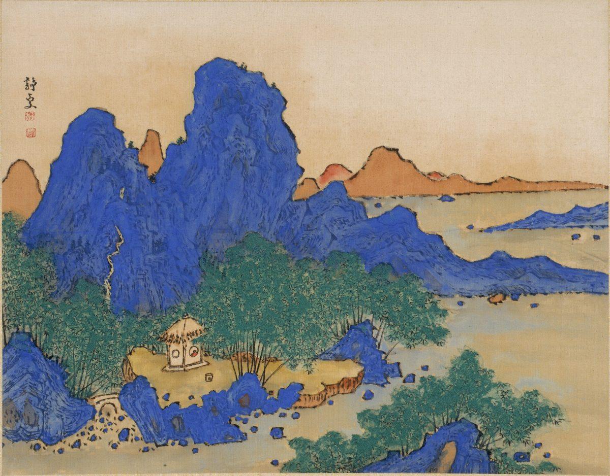 “White Cloud Album and Colored Cloud Album,” Meiji period (1868–1912), by Fukuda Kodojin. Two albums, ink and color on silk, 12 5/8 inches by 15 7/8 inches. (Princeton University Art Museum)