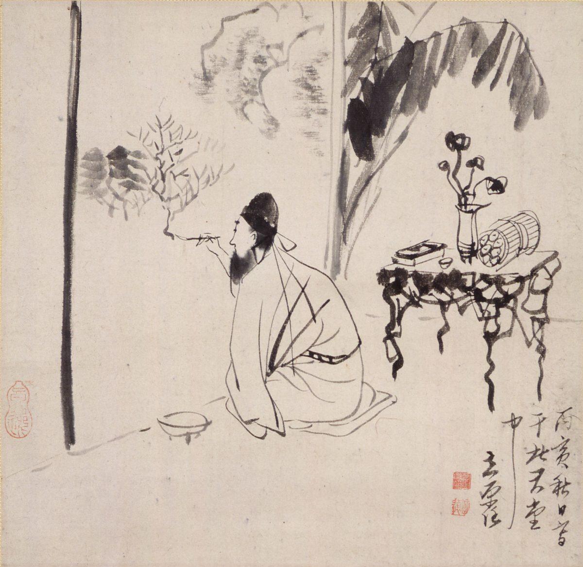 “Painting,” 1806, Edo period (1615–1868), by Tachihara Kyosho.<br/>Hanging scroll, ink on paper, 11 1/2 inches by 13 3/16 inches. (Princeton University Art Museum)