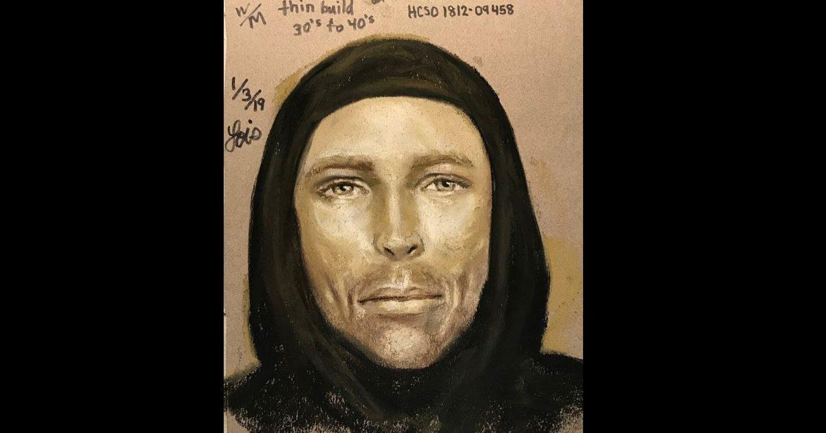 This Jan. 3, 2019, sketch provided by the Harris County Sheriff's Office in Houston, Texas, shows an artist's rendition of the suspect in the fatal shooting of 7-year-old Jazmine Barnes on Jan. 30, 2018. (Harris County Sheriff's Office via AP)