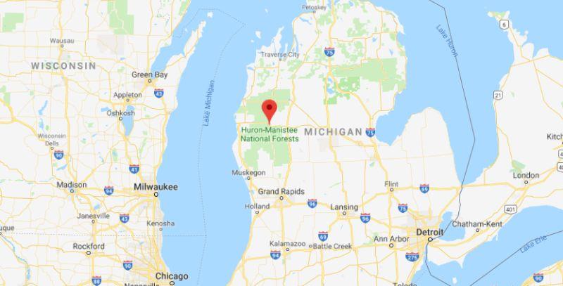 Baldwin is located in the northern part of Michigan’s Lower Peninsula. A man blamed his wife after illegally shooting a deer. (Google Maps)