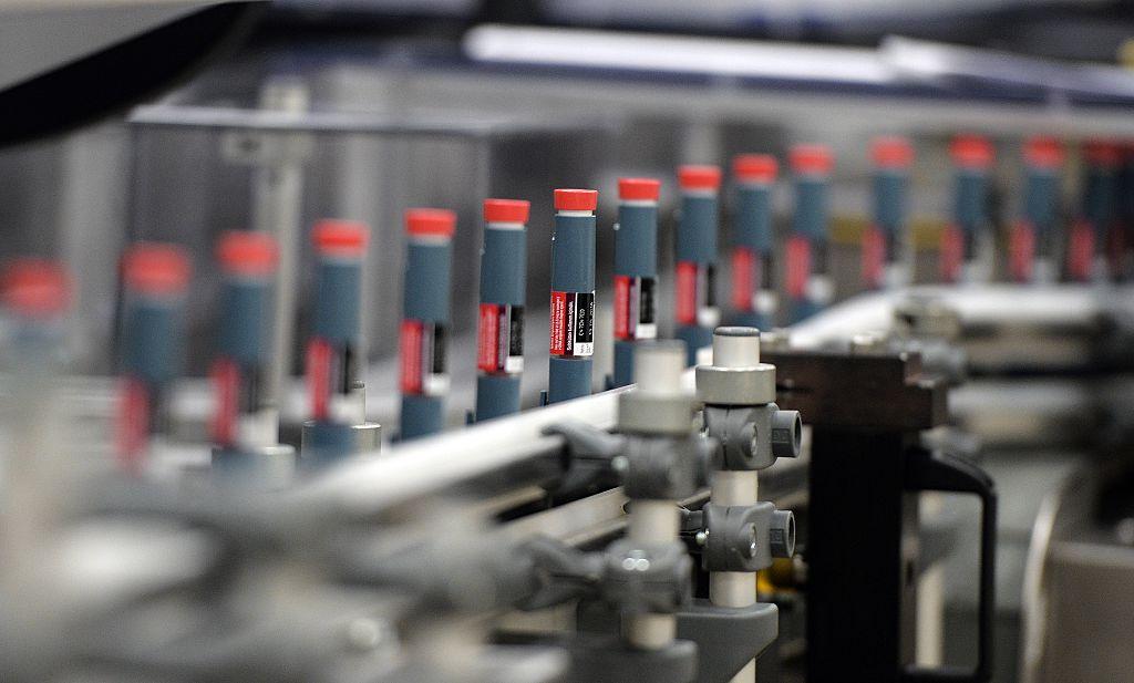 This picture shows a unit dedicated to the production of insulin pens at the factory of the US pharmaceutical company Eli Lilly in Fegersheim, eastern France, on Oct. 12, 2015. (Frederick Florine/AFP/Getty Images)