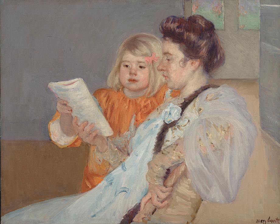 The kind of reading a child does will impact the kind of writer she becomes. “The Reading Lesson” by Mary Cassatt. (Public Domain)