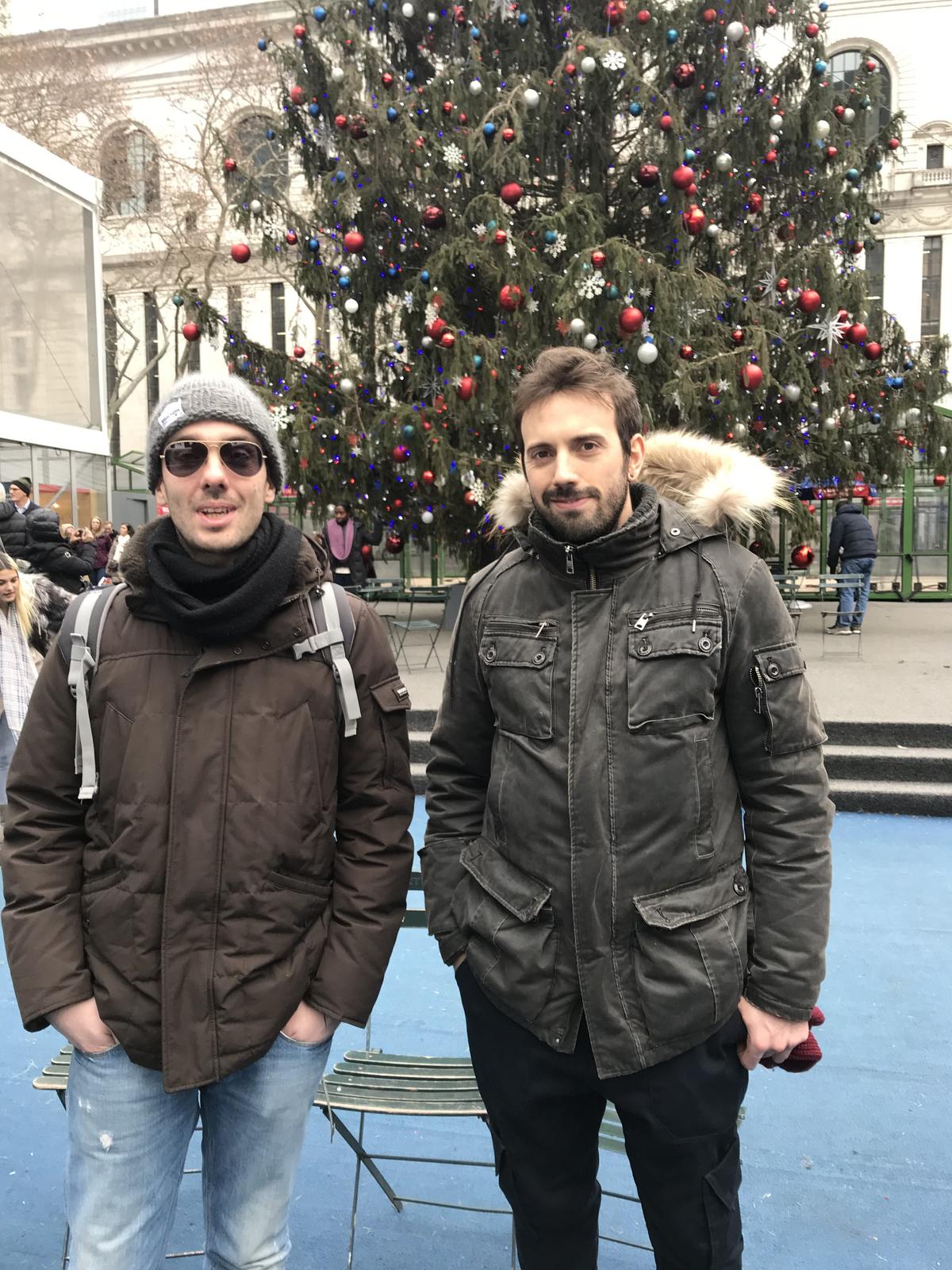 Matteo (L) and Francesco in New York on Jan. 4, 2019. (Stuart Liess/The Epoch Times)