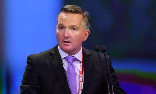 Australian Minister for Climate Change and Energy Chris Bowen speaks to media during the 2018 ALP National Conference in Adelaide, Australia, on Dec. 16, 2018. (Mark Brake/Getty Images)