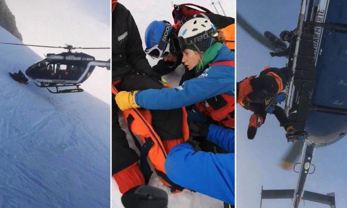 Helicopter Pilot Shows Incredible Skill in Rescue of Injured Skier on French Mountainside