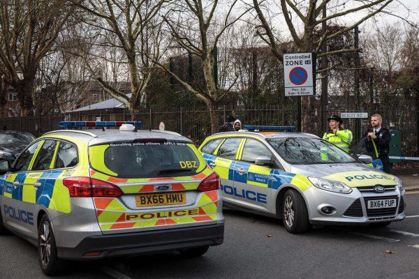 Police on the scene in Waltham Forest where a 14-year-old boy died after being stabbed last night in London on Jan. 9, 2019. (Jack Taylor/Getty Images)