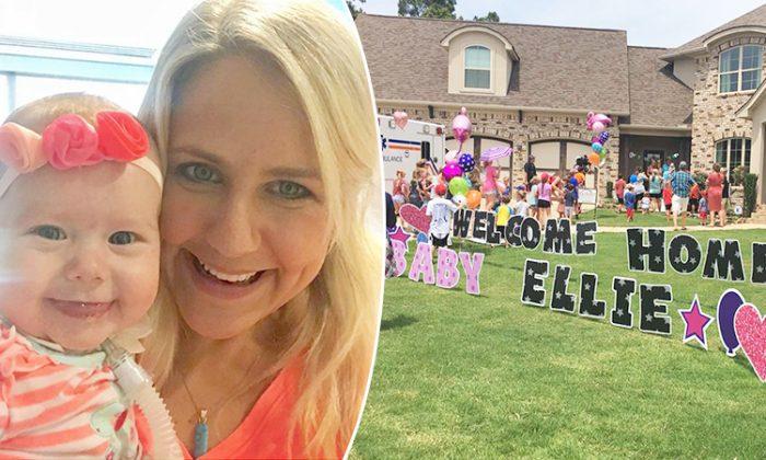 Mom Starts Bawling to See Huge Crowd Holding Banners to Welcome Her Newborn Home