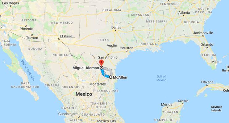 Miguel Aleman is located just miles U.S. border town where President Donald Trump will visit (Google Maps)