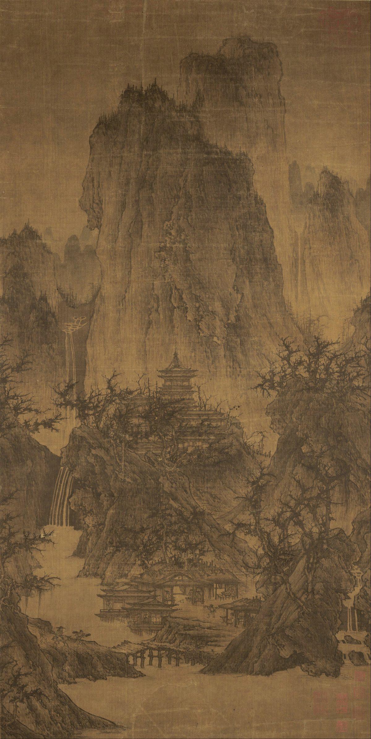<span data-sheets-value="{"1":2,"2":"\"A Solitary Temple Amid Clearing Peaks\" by Li Cheng. Hanging scroll with ink on silk, 44 inches by 22 inches. The Nelson-Atkins Museum of Art, Kansas City, Mo. (Public Domain)"}" data-sheets-userformat="{"2":15107,"3":{"1":0},"4":[null,2,16776960],"11":4,"12":0,"14":[null,2,2171169],"15":"\"Trebuchet MS\",Arial,Helvetica,sans-serif","16":12}">"A Solitary Temple Amid Clearing Peaks" by Li Cheng. Hanging scroll with ink on silk, 44 inches by 22 inches. The Nelson-Atkins Museum of Art, Kansas City, Mo. (Public Domain)</span>