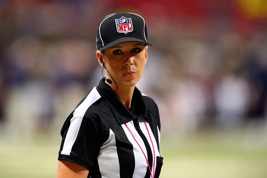 Line Judge Sarah Thomas #53 watches as the St. Louis Rams and Cleveland Browns warm up prior to a game at the Edward Jones Dome in St. Louis, Missouri on Oct. 25, 2015. (Photo by Dilip Vishwanat/Getty Images)