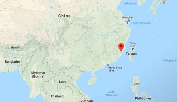Xiamen, a city in Fujian Province, China, is close to Taiwan. (Google Maps)