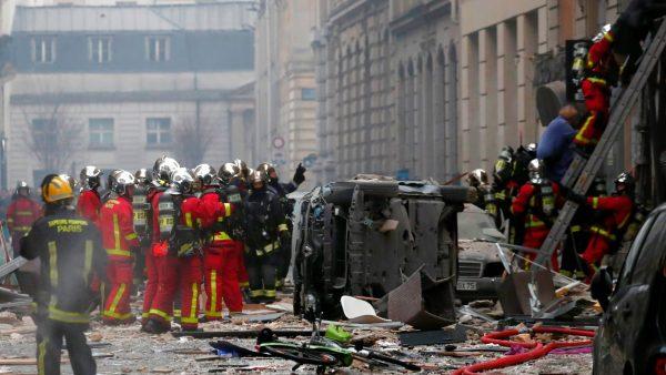 Firemen work at the site of an explosion in a bakery shop in the 9th District in Paris, France, on Jan. 12, 2019. (Benoit Tessier/Reuters)