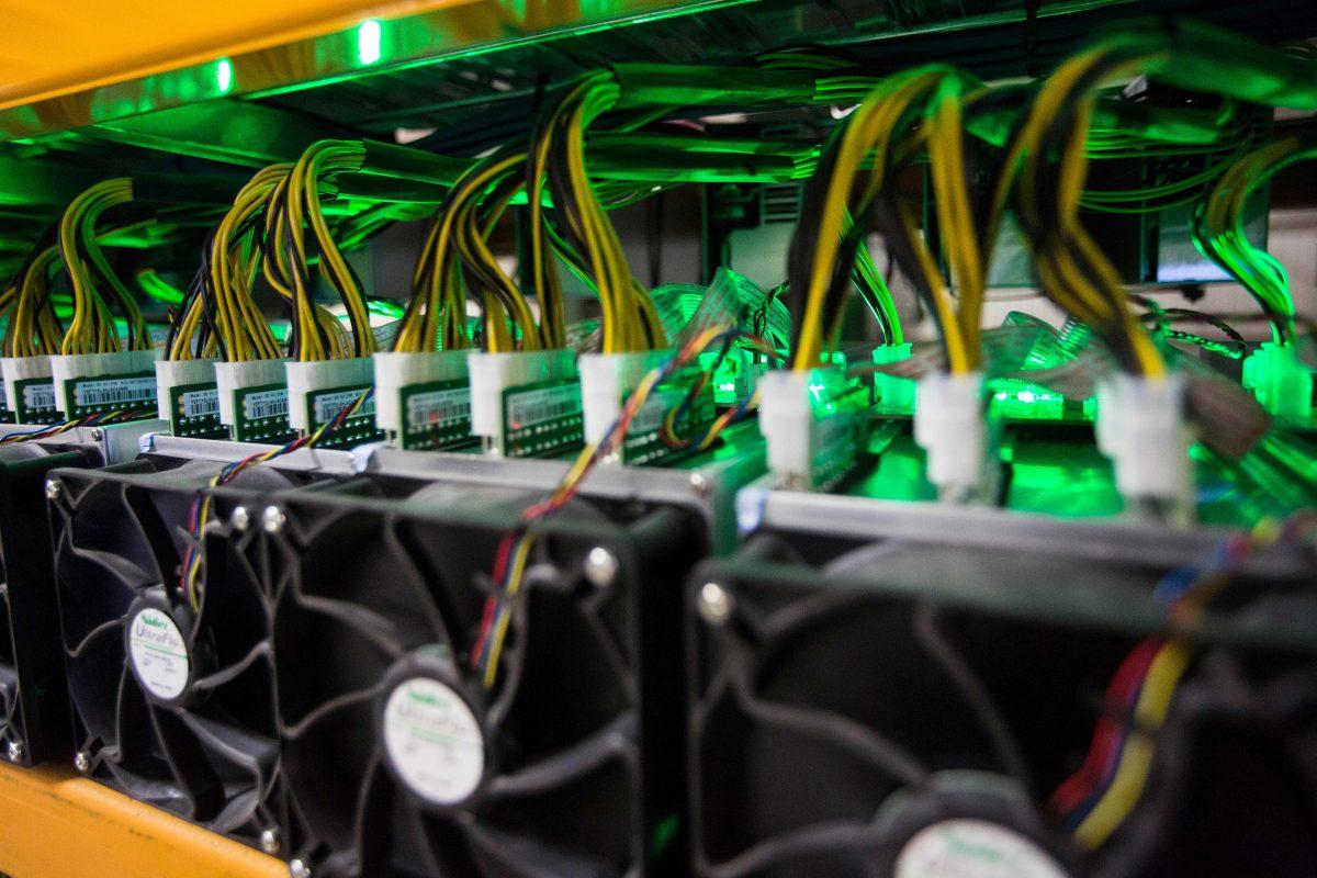 Bitcoin mining at BitFarms in Saint Hyacinthe, Quebec, on March 19, 2018. (Lars Hagberg/AFP/Getty Images)