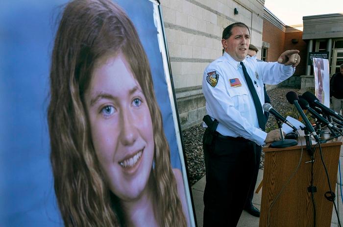 Barron County Sheriff Chris Fitzgerald speaks during a news conference in Barron, Wisc., on Oct. 17, 2018, about missing 13-year-old Jayme Closs. She was found alive on Jan. 10, 2019.  (Jerry Holt/Star Tribune via AP, File)