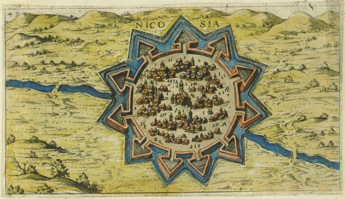 Map of Nicosia in Cyprus, created in 1597 by Giacomo Franco. The Venetian Influence on Cyprus after Caterina’s Fall, including the fortification of Nicosia, was profound. (CC BY SA 2.0)