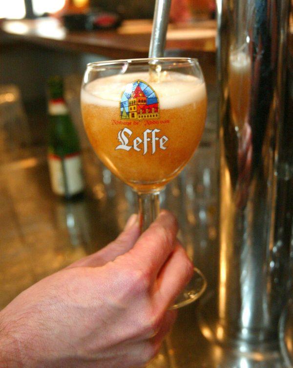 A glass of Leffe beer is poured in Brussels, Belgium, in this file photo. (Mark Renders/Getty Images)