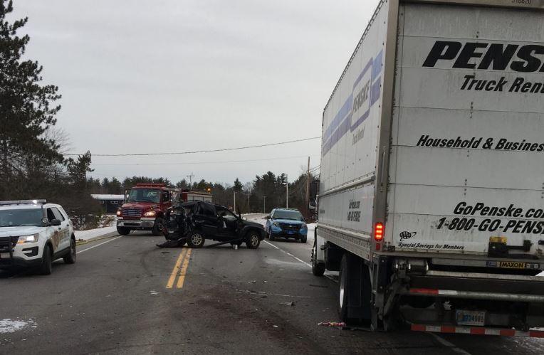 The scene of the crash in Waterboro, Maine on Jan. 10, 2019. (York County Sheriff's Office)