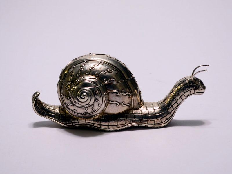 A sterling silver Tiffany & Co. decorative box in the form of a snail that Orlando Pagliai designed in the 1960s. This item can still be ordered. (Lorenzo Michelini/Argentiere Pagliai)