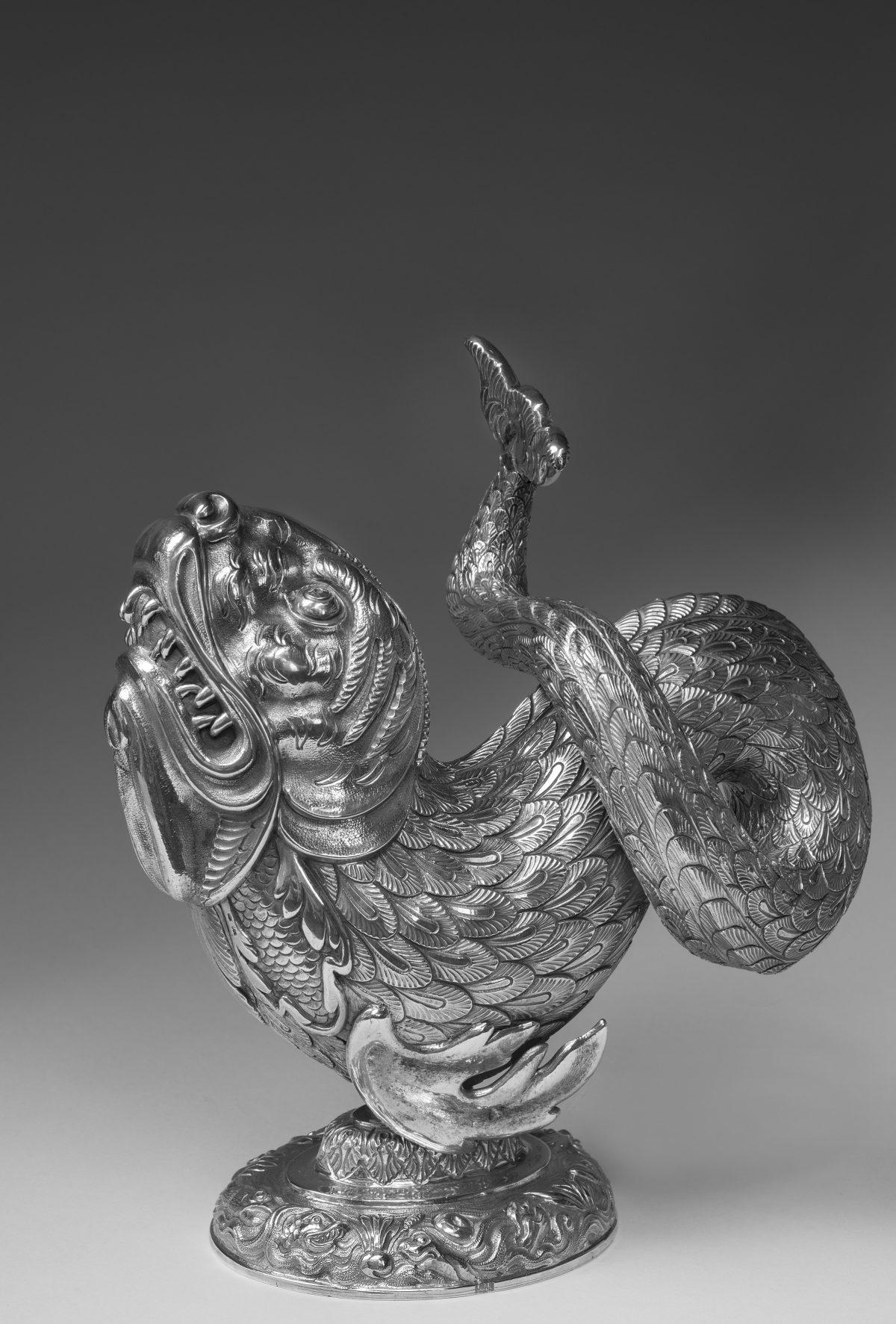 An Argentiere Pagliai dolphin inspired by a 17th-century German pitcher. The original is in the Silver Museum at the Pitti Palace in Florence, Italy. (Lorenzo Michelini/Argentiere Pagliai)