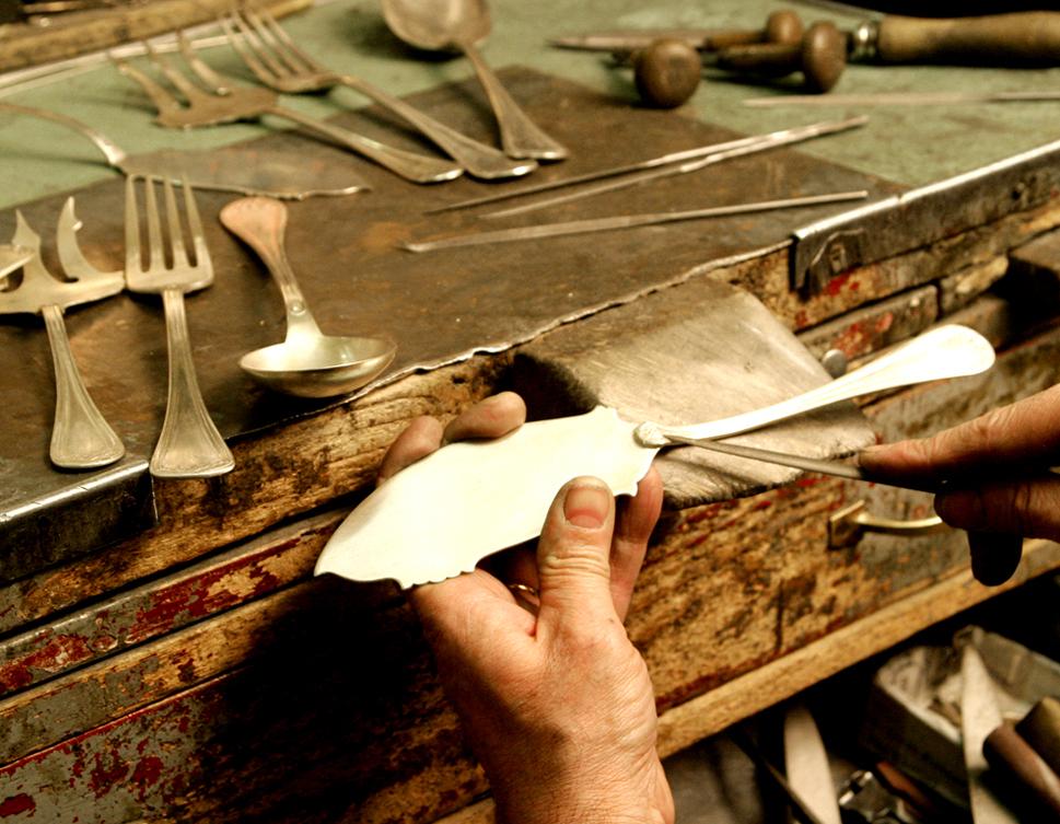 Restoring cutlery and reproducing flatware that are no longer in production is a popular request at the workshop.(Lorenzo Michelini/Argentiere Pagliai)