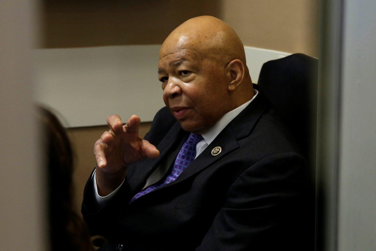 House Oversight and Government Reform Committee ranking member Representative Elijah Cummings (D-MD) is seen in the office after speaking about former national security adviser Michael Flynn at a news conference on Capitol Hill in Washington, on April 27, 2017. (Yuri Gripas/Reuters)