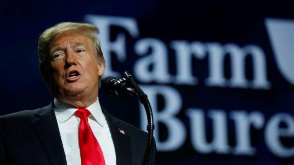 President Donald Trump addresses the National Farm Bureau Federation's 100th convention in New Orleans, Louisiana, on Jan. 14, 2019. (Carlos Barria/Reuters)