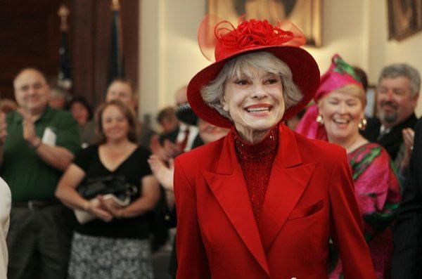 This photo shows singer and actress Carol Channing in Concord, N.H. Channing, whose career spanned decades on Broadway and on television has died at age 97. Publicist B. Harlan Boll says Channing died of natural causes early on Jan. 15, 2019 in Rancho Mirage, Calif. (Jim Cole/AP Photo, File)