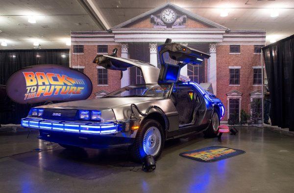 A replica of the once-futuristic iconic DeLorean car from "Back to the Future" is seen on display during the Silicon Valley Comic Con in San Jose, California on March 19, 2016. (Josh Edelson/AFP/Getty Images)